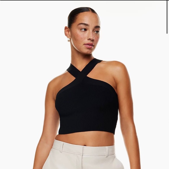 Aritzia Tops - NWT black Aritzia Babaton Sculpt Knit cross cross crop, small